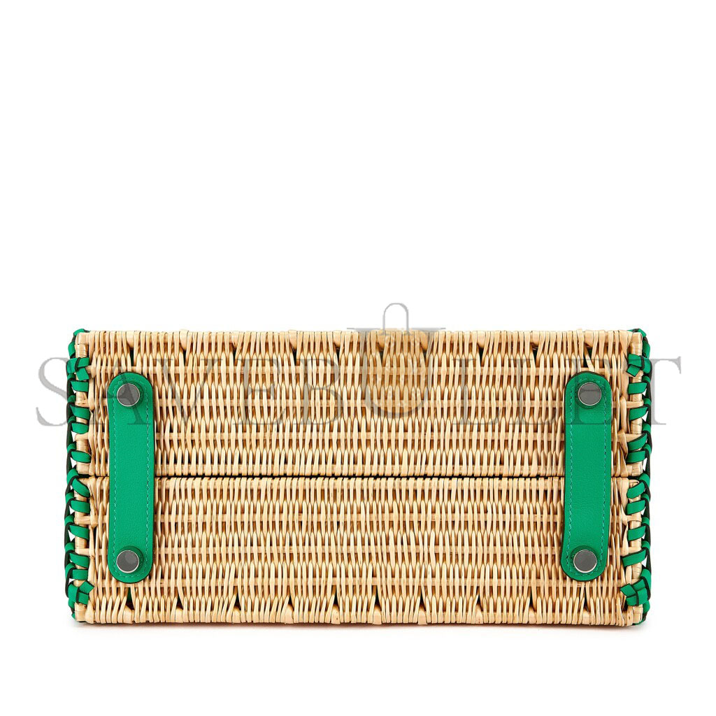 H**mes master birkin 25 picnic bag in mint green barenia leather and woven wicker h082668ck23 (25*20*13cm)